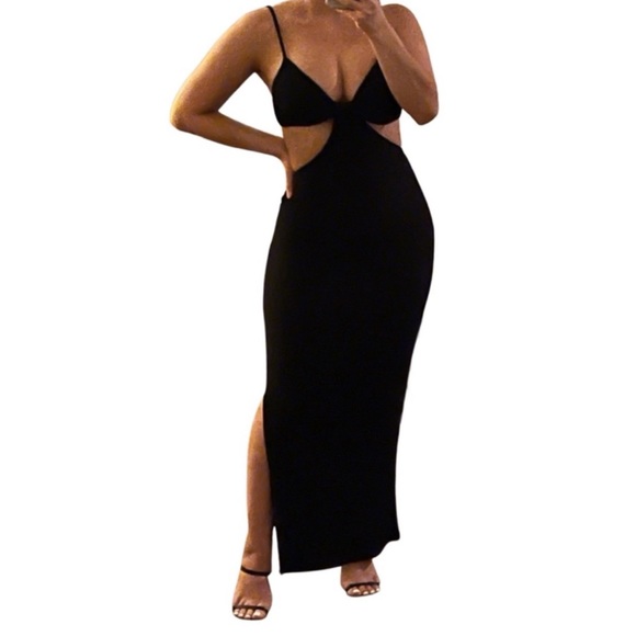 Mile High Clozet Dresses & Skirts - Gabriella Cutout Solid Split Hem Dress